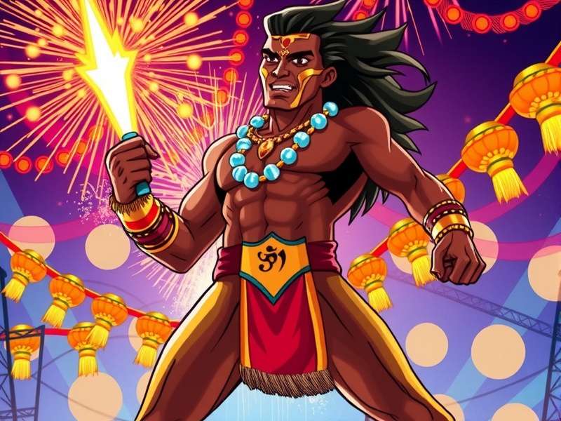Goan Power Champion Max festival event with fireworks and traditional Indian decorations